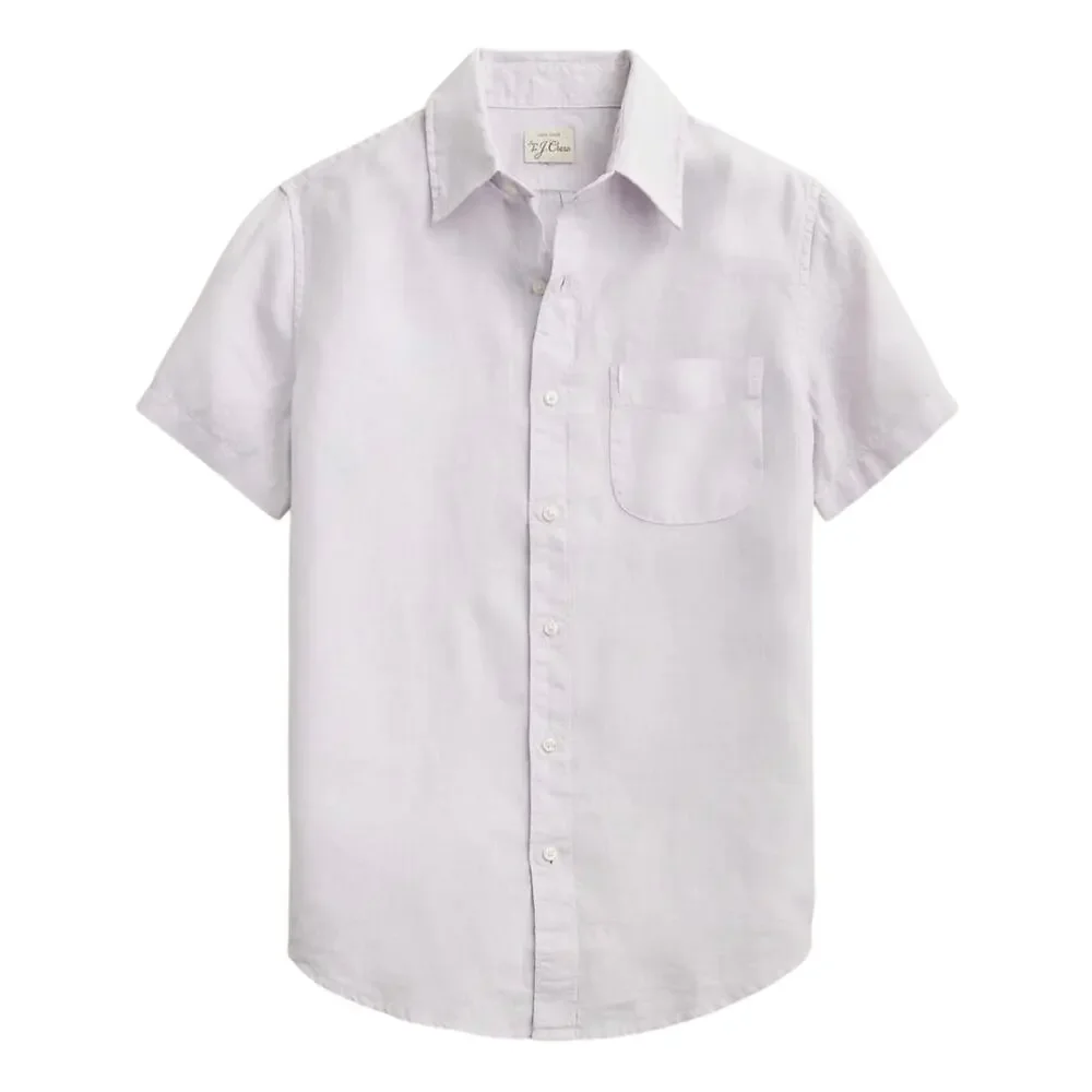 J.Crew Short Sleeve Washed 100% Linen Shirt Silver Mauve Size Medium Tall NWT